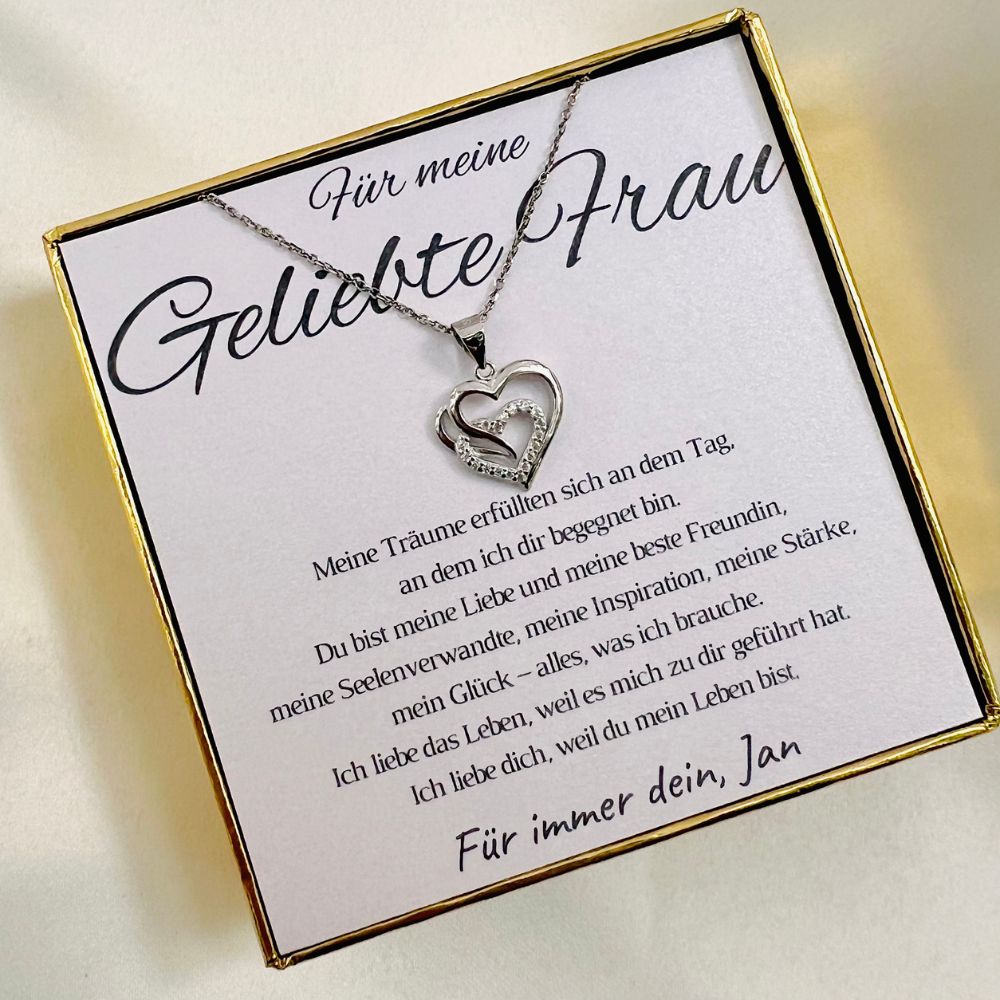 Personalisierte Herz-Kette mit Botschaft – Geschenk für Ehefrau