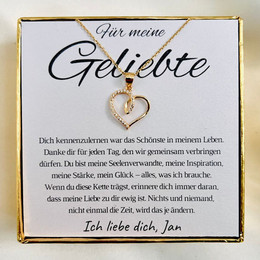 Personalisierte Halskette „Herzchen mit Zirkonia“ für Partnerin – „Dankbar für jeden Tag“