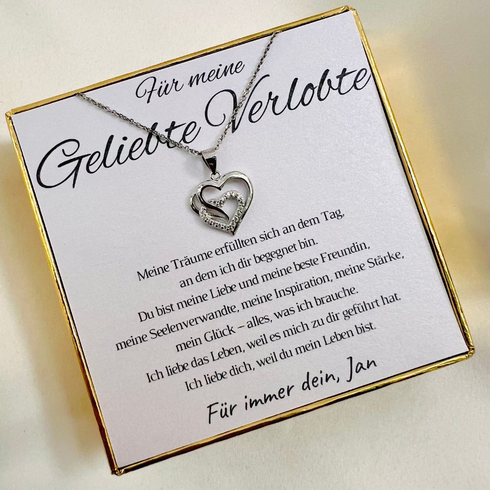 Personalisierte Herz-Kette mit Botschaft – Geschenk für Verlobte
