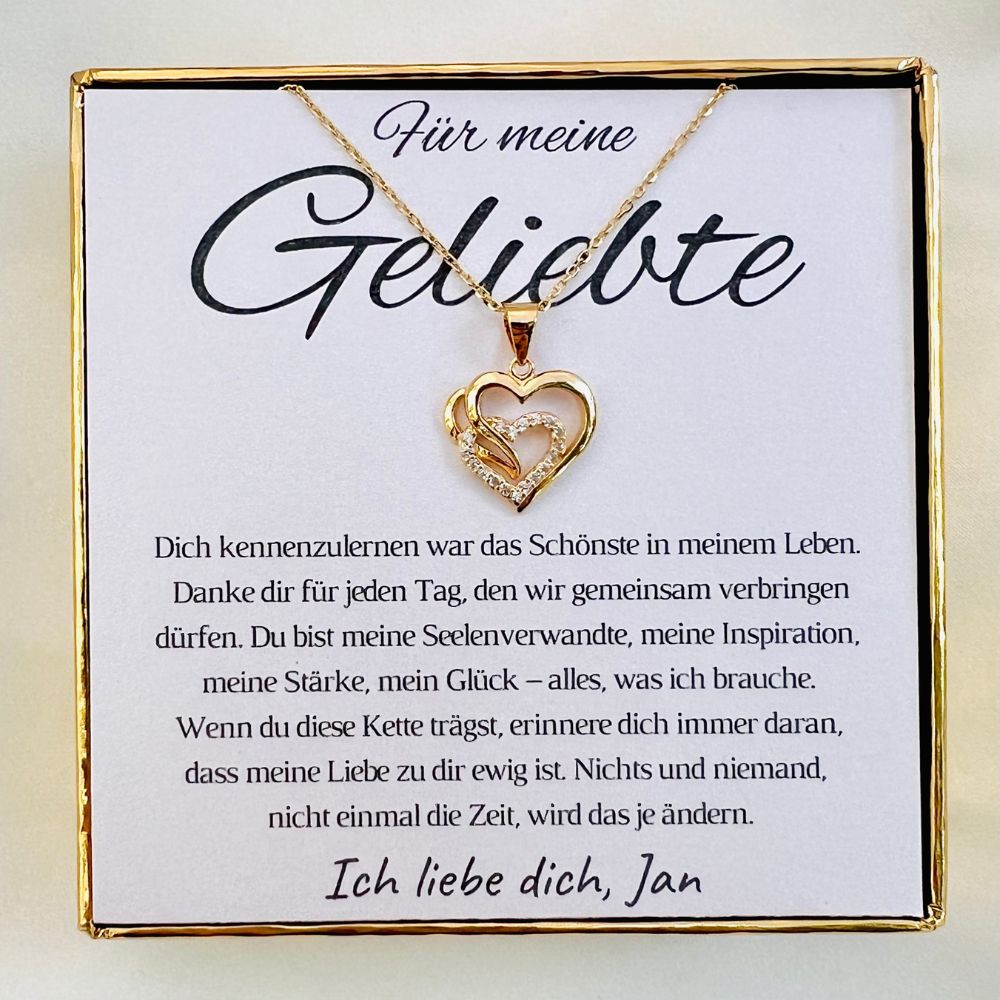 Personalisierte Herz-Kette mit Botschaft „Dankbar für jeden Tag“ – Geschenk für Partnerin
