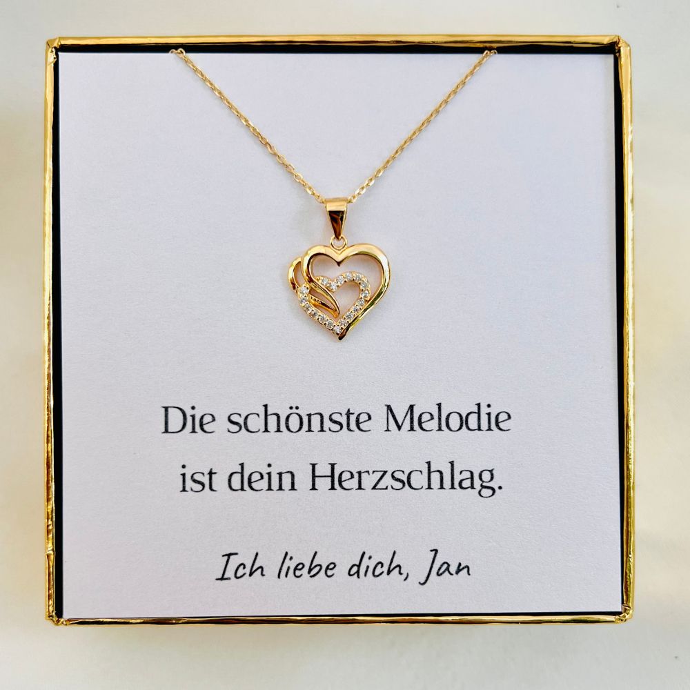 Personalisierte Herz-Kette mit Botschaft – Herzschlag