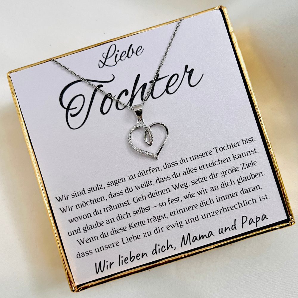 Halskette für die Tochter „Herzchen mit Zirkonia“ // „Ewige Liebe“ – Limitierte Edition