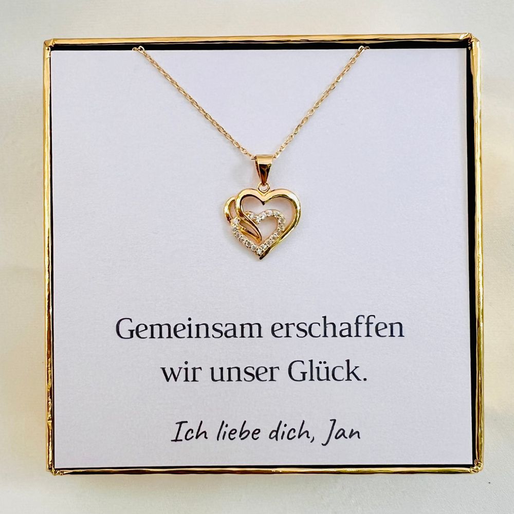 Personalisierte Herz-Kette „Gemeinsames Glück“ mit Botschaft