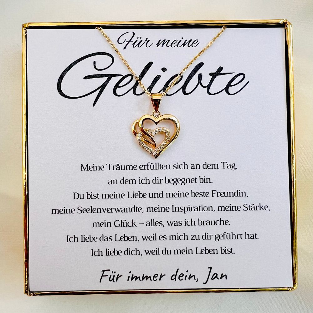Personalisierte Herz-Kette mit Botschaft „Meine Träume“ – Geschenk für Partnerin