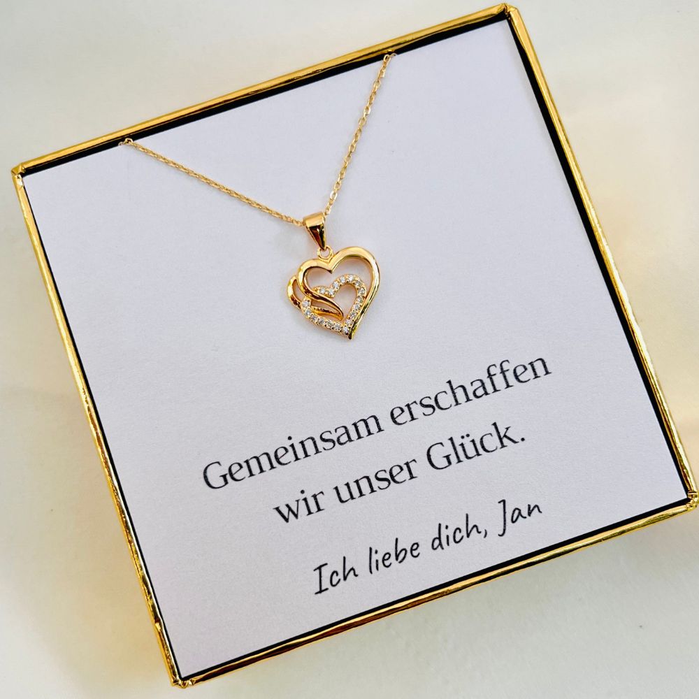 Personalisierte Herz-Kette „Gemeinsames Glück“ mit Botschaft