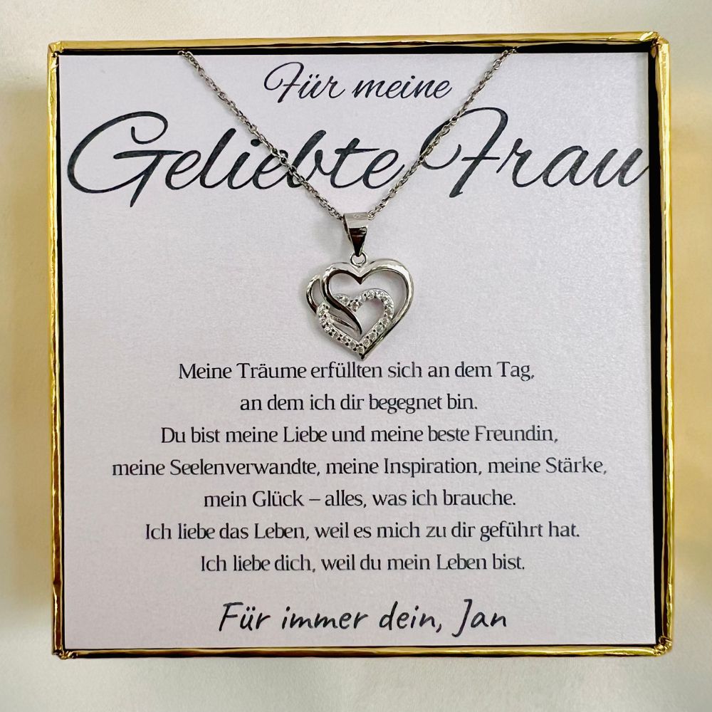 Personalisierte Herz-Kette mit Botschaft – Geschenk für Ehefrau