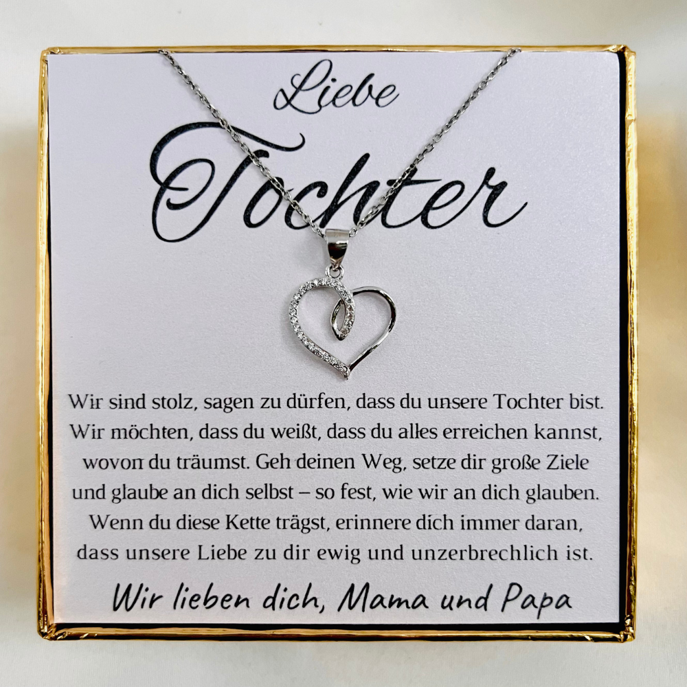 Halskette für die Tochter „Herzchen mit Zirkonia“ // „Ewige Liebe“ – Limitierte Edition