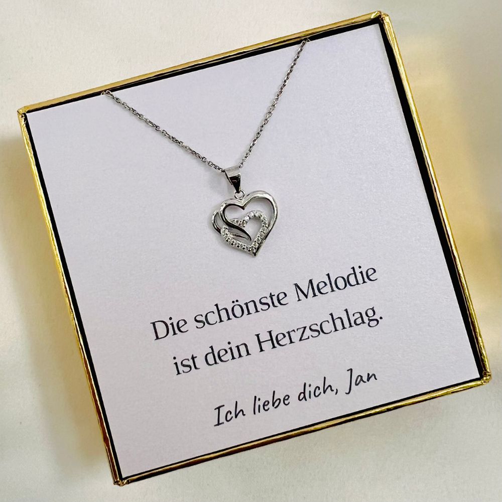Personalisierte Herz-Kette mit Botschaft – Herzschlag