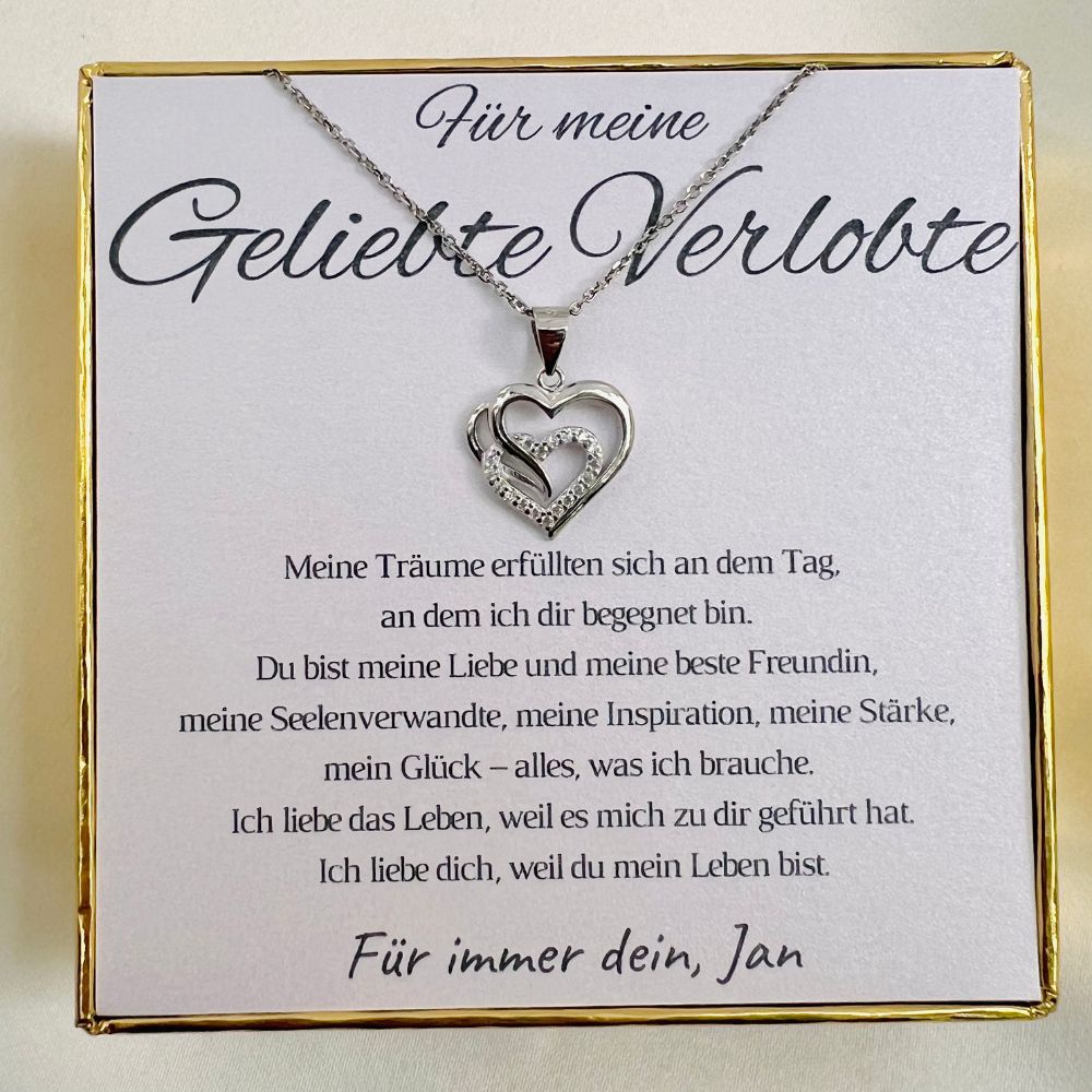 Personalisierte Herz-Kette mit Botschaft – Geschenk für Verlobte