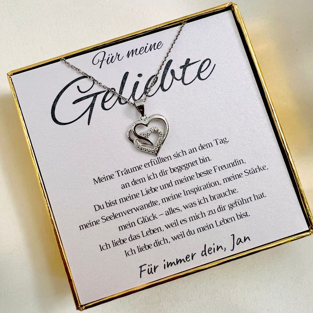 Personalisierte Herz-Kette mit Botschaft „Meine Träume“ – Geschenk für Partnerin