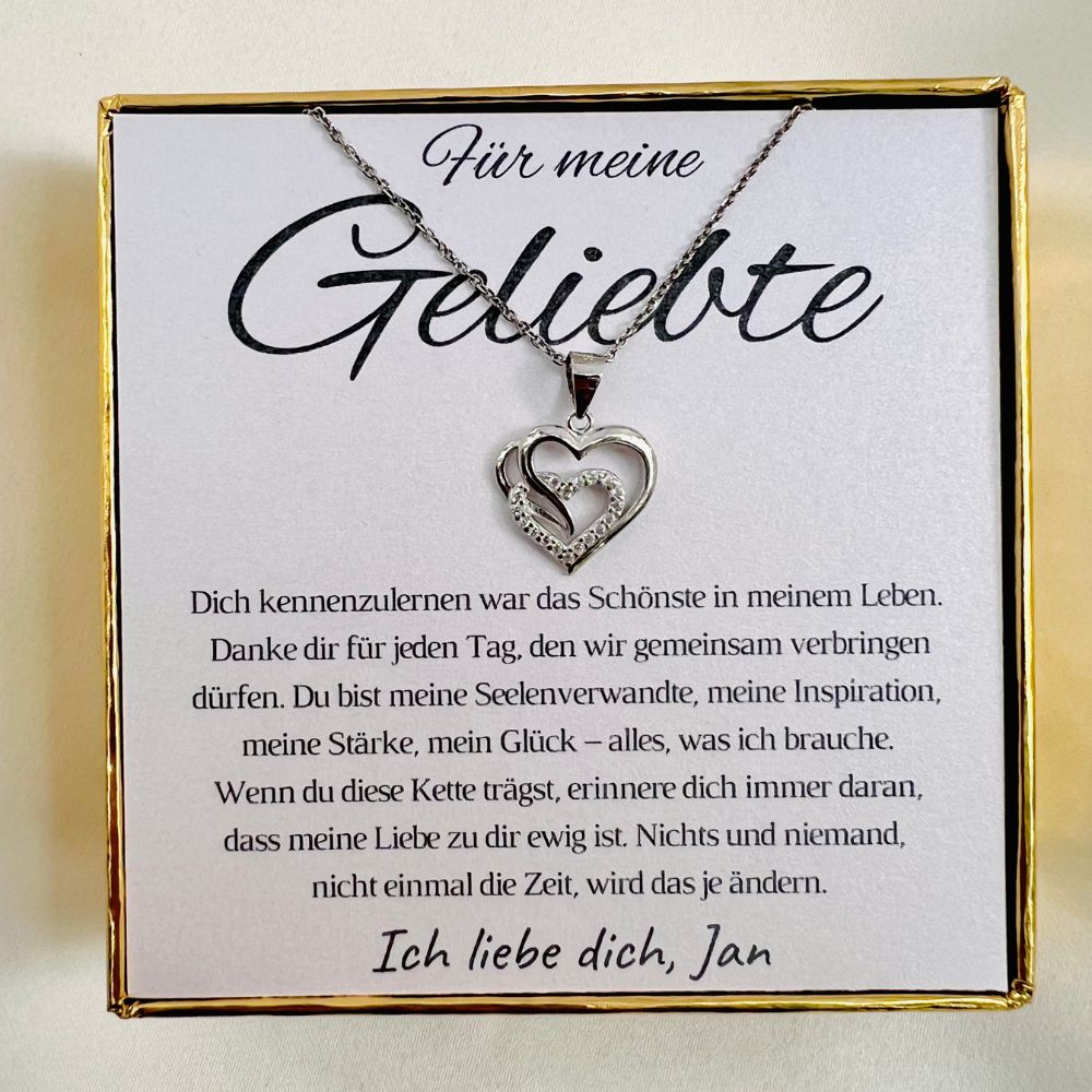 Personalisierte Herz-Kette mit Botschaft „Dankbar für jeden Tag“ – Geschenk für Partnerin