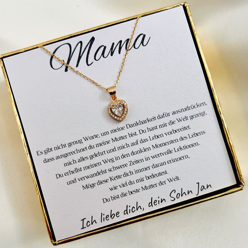 Personalisierte Halskette „Königliches Herz“ für die Mama vom Sohn