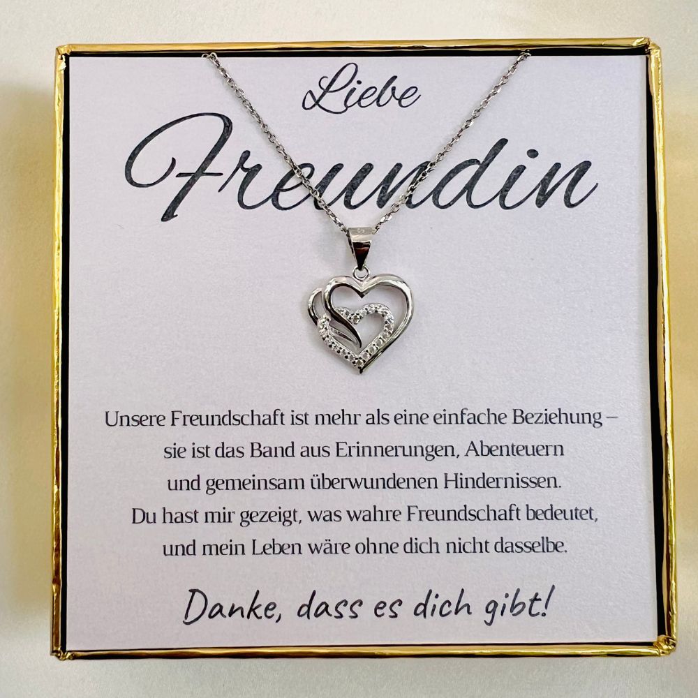 Halskette für Freundin „Zwei Herzen