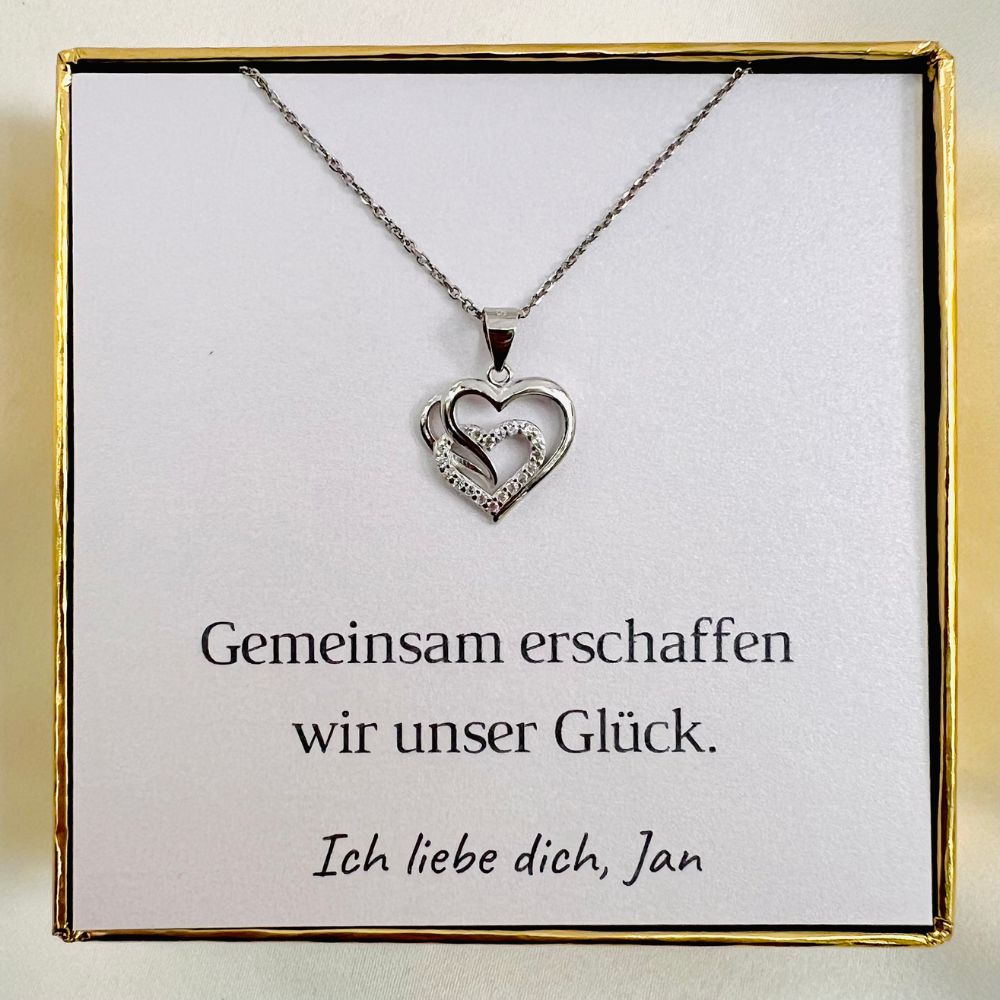 Personalisierte Herz-Kette „Gemeinsames Glück“ mit Botschaft