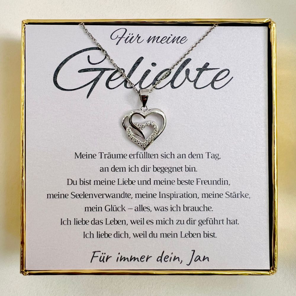 Personalisierte Herz-Kette mit Botschaft „Meine Träume“ – Geschenk für Partnerin