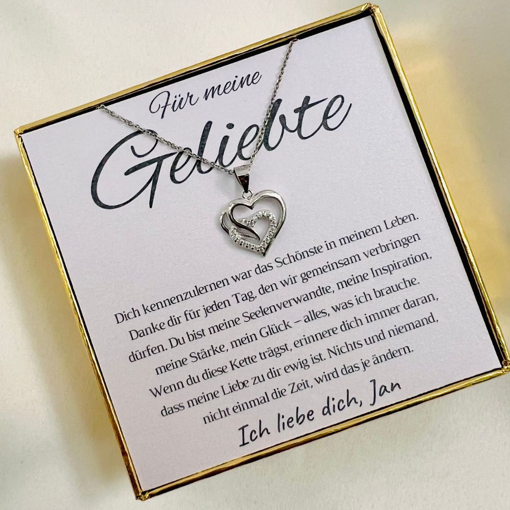 Personalisierte Herz-Kette mit Botschaft „Dankbar für jeden Tag“ – Geschenk für Partnerin