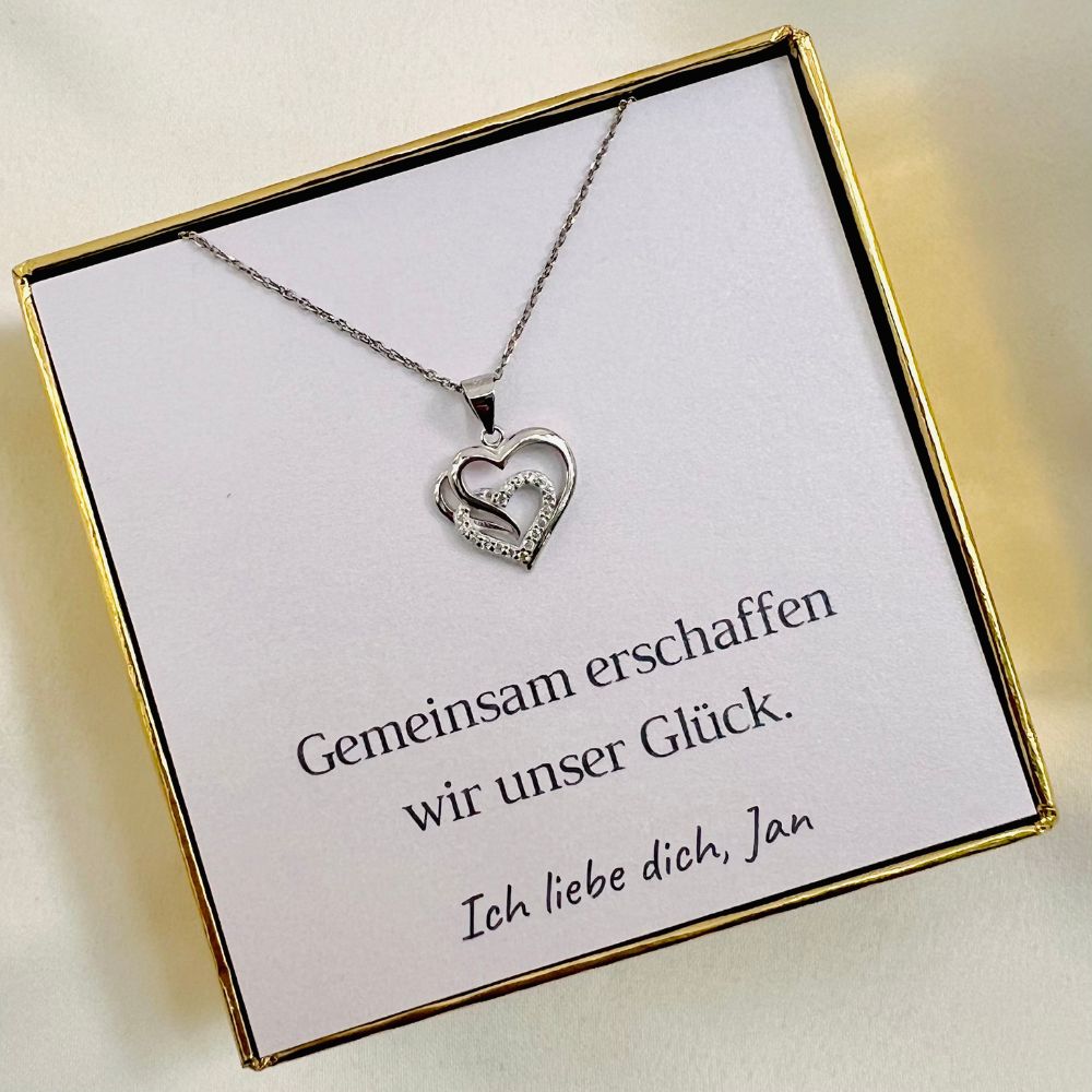 Personalisierte Herz-Kette „Gemeinsames Glück“ mit Botschaft