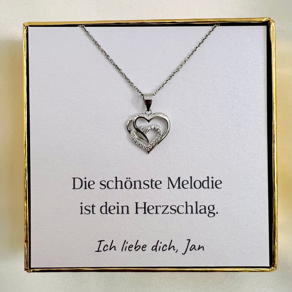 Personalisierte Herz-Kette mit Botschaft – Herzschlag