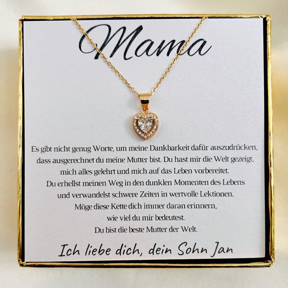 Personalisierte Halskette „Königliches Herz“ für die Mama vom Sohn