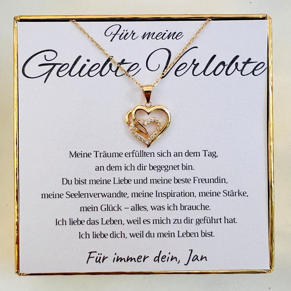 Personalisierte Herz-Kette mit Botschaft – Geschenk für Verlobte