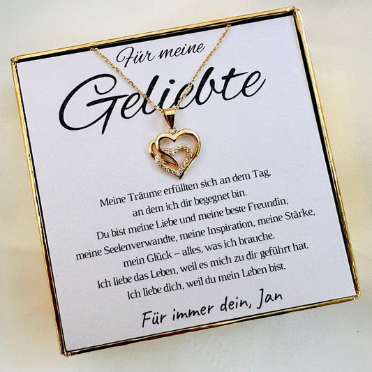 Personalisierte Herz-Kette mit Botschaft „Meine Träume“ – Geschenk für Partnerin