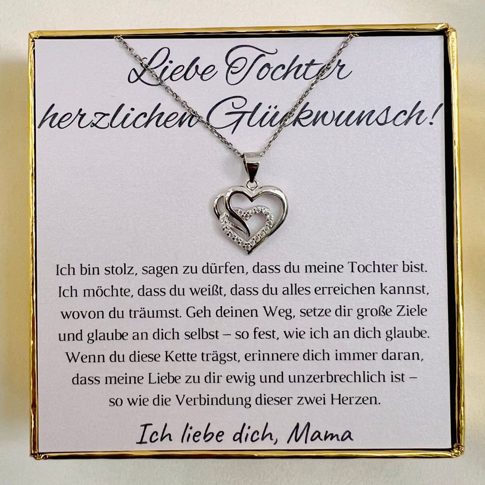 Halskette für Tochter „Herzen“ / „Herzlichen Glückwunsch“