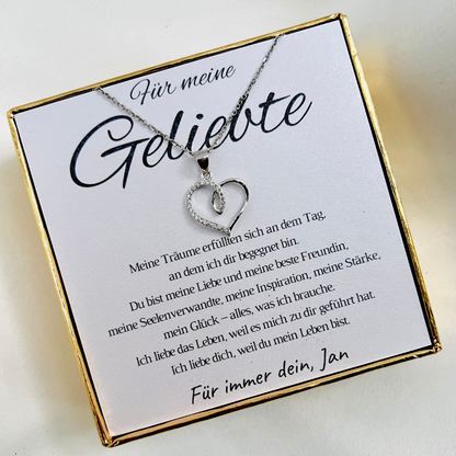 Personalisierte Halskette „Herzchen mit Zirkonia“ für Partnerin – „Meine Träume“