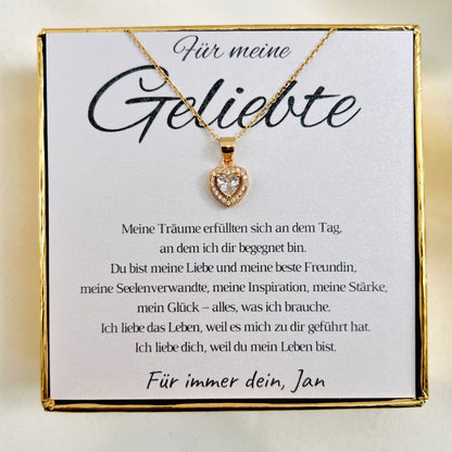 Personalisierte Halskette für Partnerin „Königliches Herz“ – „Meine Träume“