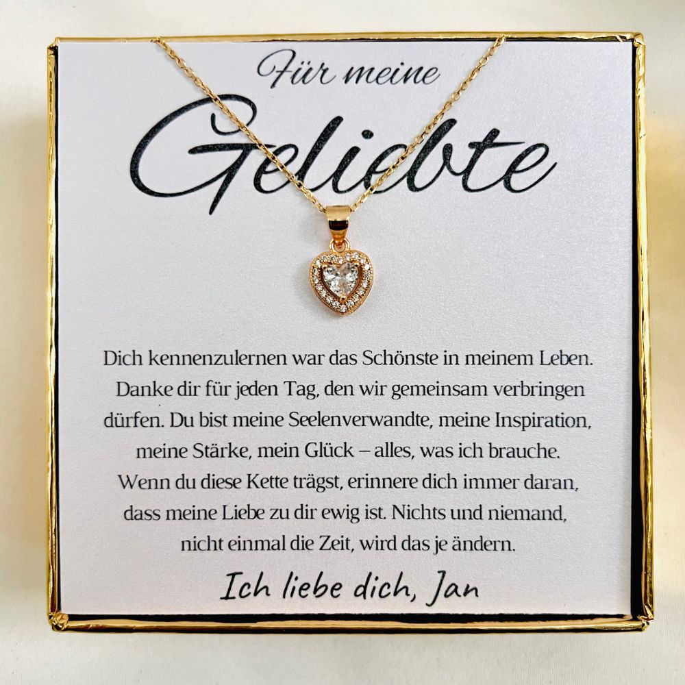 Personalisierte Halskette für Partnerin „Königliches Herz“ – „Danke für jeden Tag“