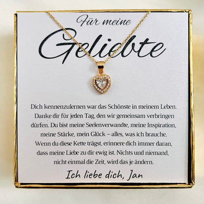 Personalisierte Halskette für Partnerin „Königliches Herz“ – „Danke für jeden Tag“