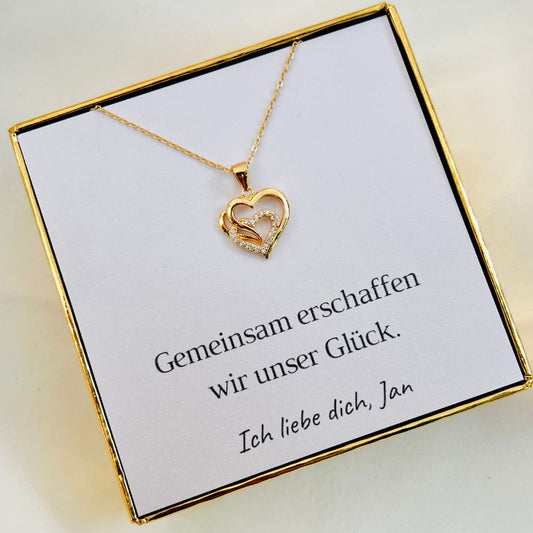 Personalisierte Herz-Kette „Gemeinsames Glück“ mit Botschaft