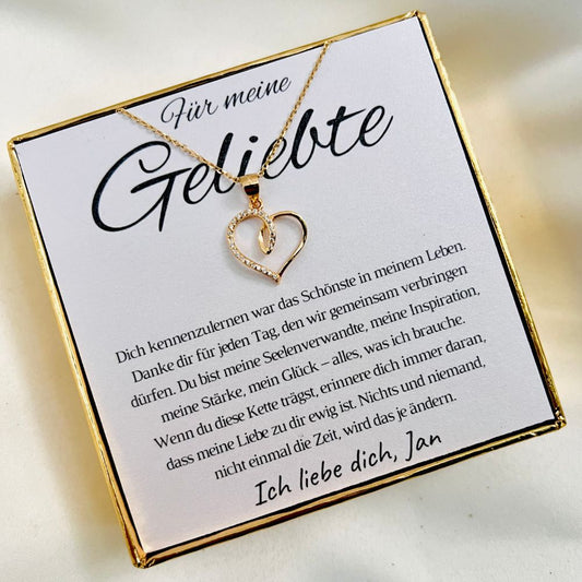 Personalisierte Halskette „Herzchen mit Zirkonia“ für Partnerin – „Dankbar für jeden Tag“