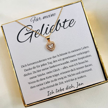 Personalisierte Halskette für Partnerin „Königliches Herz“ – „Danke für jeden Tag“