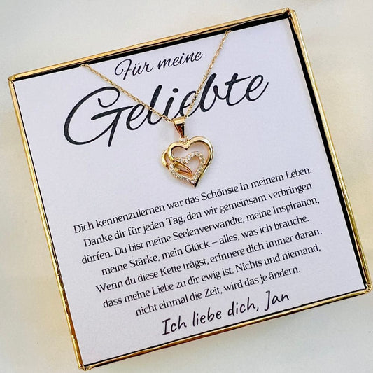 Personalisierte Herz-Kette mit Botschaft „Dankbar für jeden Tag“ – Geschenk für Partnerin