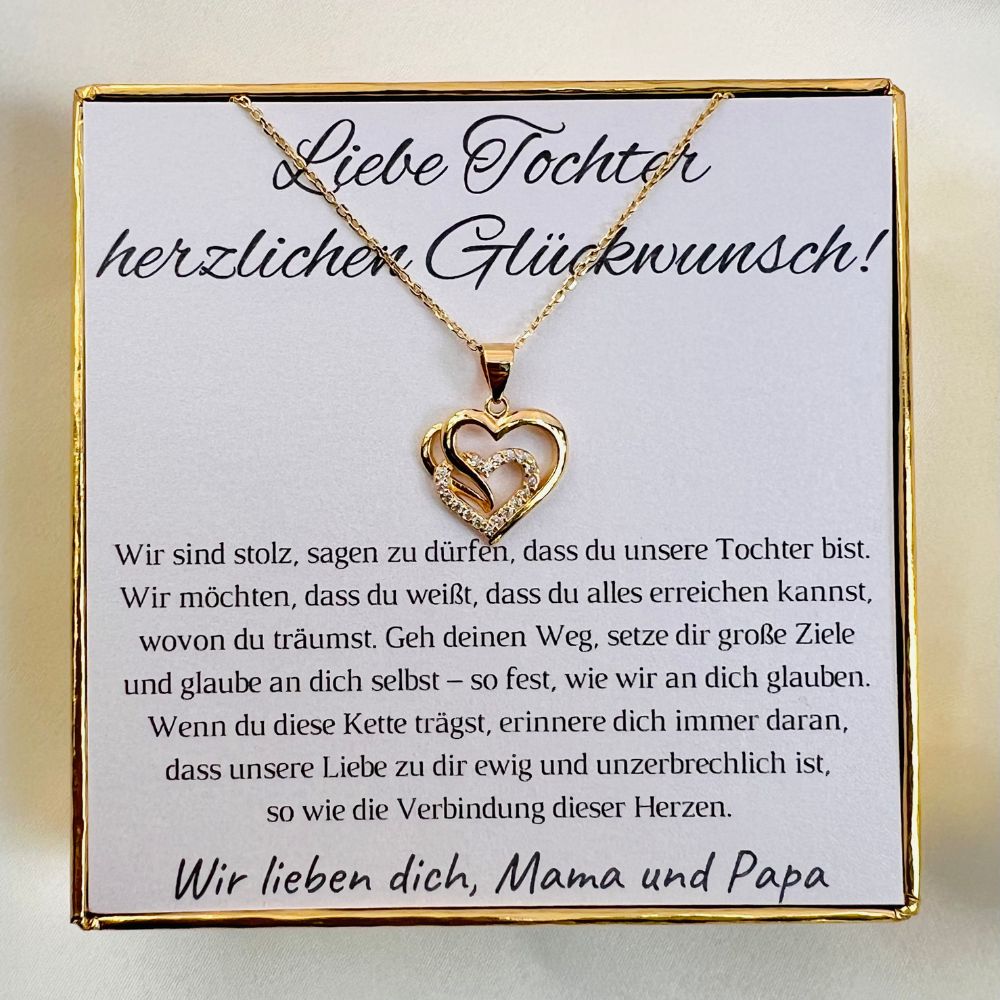 Halskette für Tochter „Herzen“ / „Herzlichen Glückwunsch“