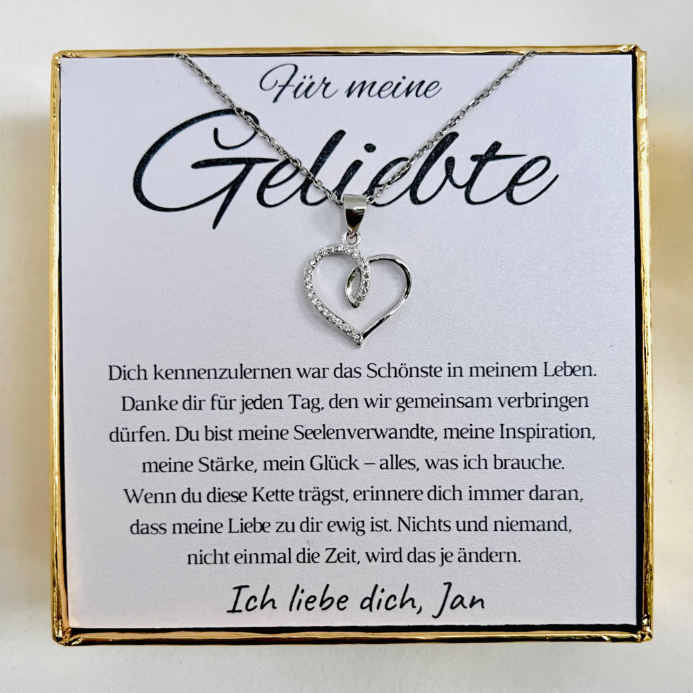 Personalisierte Halskette „Herzchen mit Zirkonia“ für Partnerin – „Dankbar für jeden Tag“