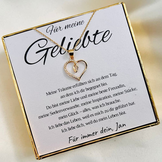 Personalisierte Halskette „Herzchen mit Zirkonia“ für Partnerin – „Meine Träume“