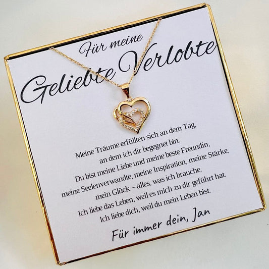 Personalisierte Herz-Kette mit Botschaft – Geschenk für Verlobte