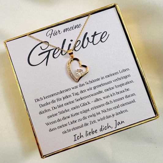 Personalisierte Halskette für Partnerin „Herz mit Zirkonia“ – „Danke für jeden Tag“