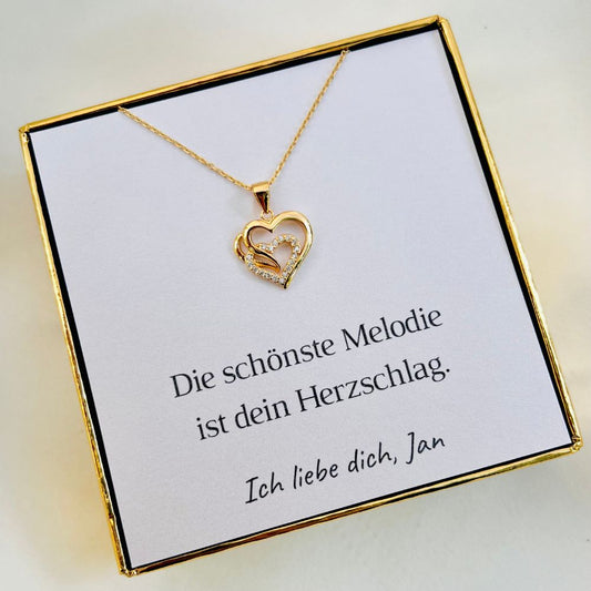 Personalisierte Herz-Kette mit Botschaft – Herzschlag