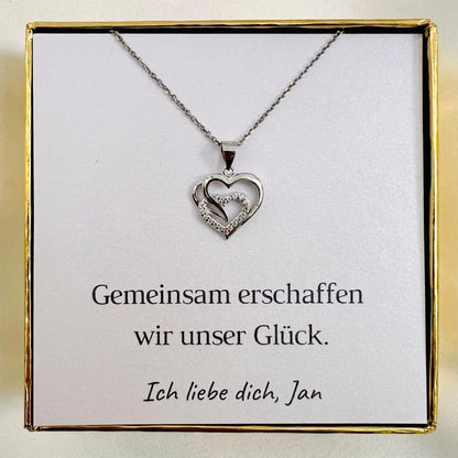 Personalisierte Herz-Kette „Gemeinsames Glück“ mit Botschaft