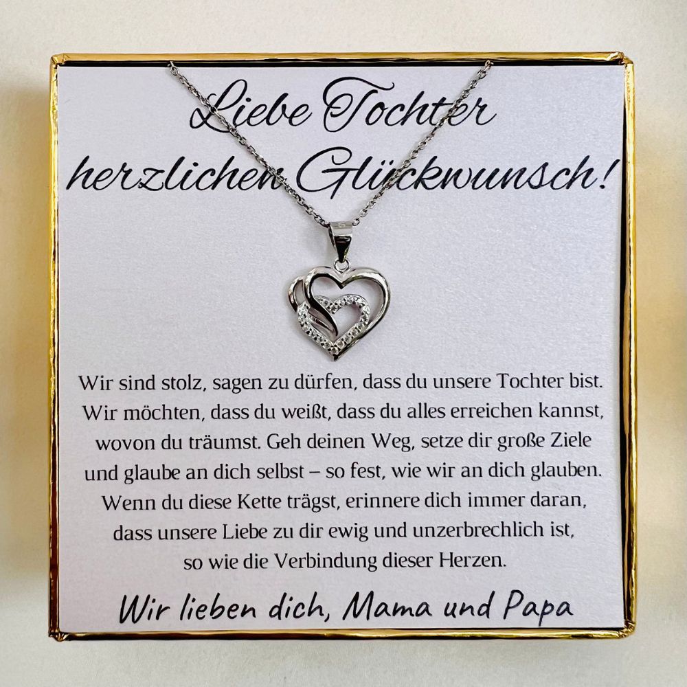 Halskette für Tochter „Herzen“ / „Herzlichen Glückwunsch“