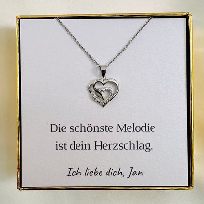 Personalisierte Herz-Kette mit Botschaft – Herzschlag