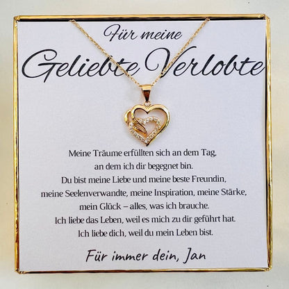 Personalisierte Herz-Kette mit Botschaft – Geschenk für Verlobte