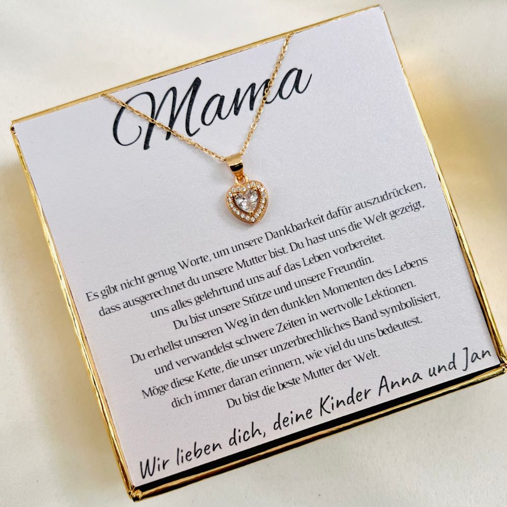 Personalisierte Halskette „Königliches Herz“ für die Mama vom Sohn